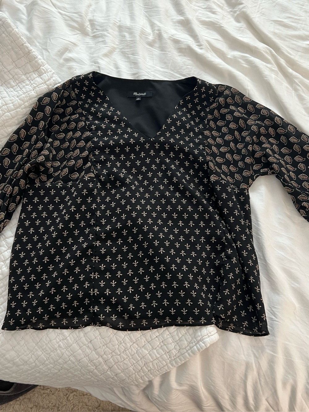 Madewell Black Patterned Mixed-Print Blouse